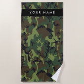 Groene camouflagepatroon, Jouw naam, personalisere Strandlaken (Voorkant)