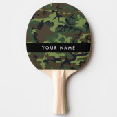 Groene camouflagepatroon, Jouw naam, personalisere Tafeltennisbatje (Voorkant)