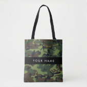 Groene camouflagepatroon, Jouw naam, personalisere Tote Bag (Voorkant)