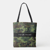 Groene camouflagepatroon, Jouw naam, personalisere Tote Bag (Achterkant)