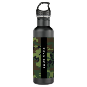 Groene camouflagepatroon, Jouw naam, personalisere Waterfles