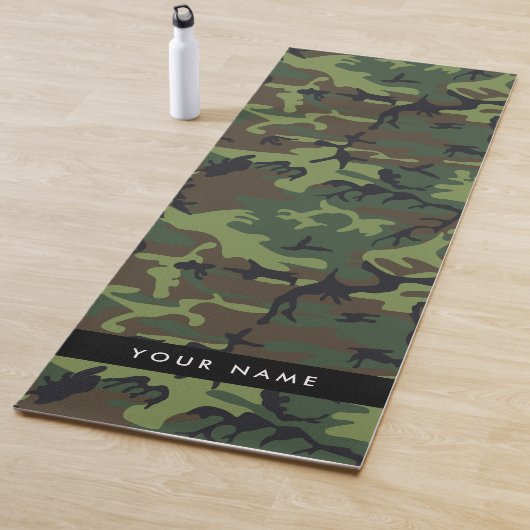 Groene camouflagepatroon, Jouw naam, personalisere Yogamat (In situ)