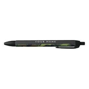 Groene camouflagepatroon, Jouw naam, personalisere Zwarte Inkt Pen