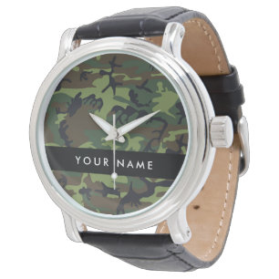 Groene camouflagepatroon, uw naam, personaliseer horloge