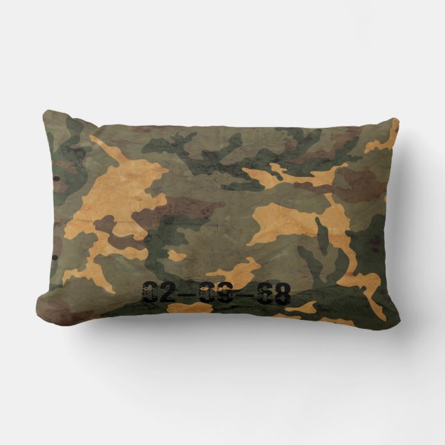 Groene camouflagepatroon vintage 2020 kussen (Voorkant)