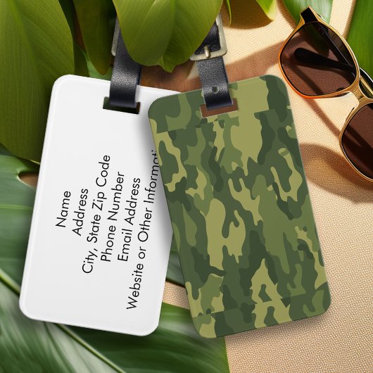 Groene Camouflageprint Bagagelabel