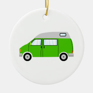 Groene Camper Van Hoogste Mobiele Vrijheid Keramisch Ornament