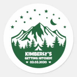 Groene Camping Thema Afscheid Van De Meisjes Feest Ronde Sticker