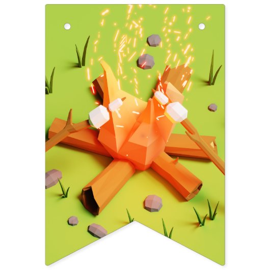 Groene Camping Verjaardagsfeest Gelukkige Verjaard Vlaggetjes (Eerste vlag)