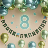 Groene Camping Verjaardagsfeest Gelukkige Verjaard Vlaggetjes