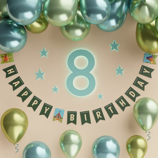 Groene Camping Verjaardagsfeest Gelukkige Verjaard Vlaggetjes