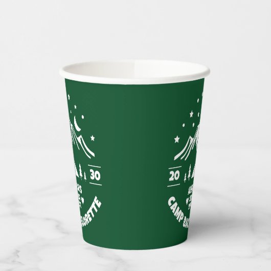 Groene Camping Vrijgezellenfeest Papieren Bekers (Links)