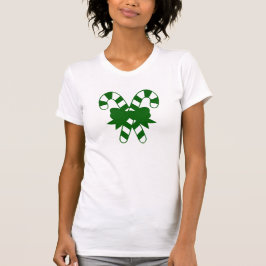 Groene Candy Canes met Boog T-shirt