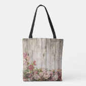 Groene Canvas tas bloemen roze roze rozen (Achterkant)