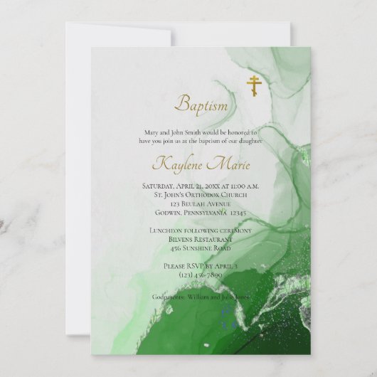 Groene canyon textuur Orthodoxe Christelijke doop Kaart (Voorkant)