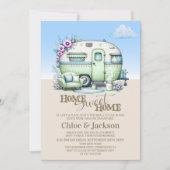 Groene Caravan Grappig Housewarming Party Kaart (Voorkant)