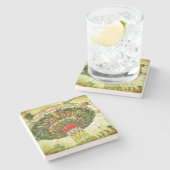 Groene carnaval swing ride foto retro stenen onderzetter (Zijkant)