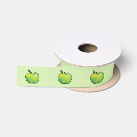 Groene Cartoon Appel Fruit Illustratie Satijnen Lint (Spoel)