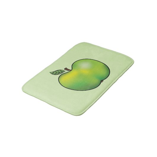 Groene Cartoon Apple Fruit Illustration Badmat (Gekanteld)