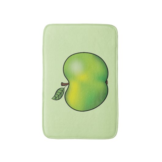 Groene Cartoon Apple Fruit Illustration Badmat (Voorkant Verticaal)