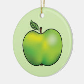 Groene Cartoon Apple Fruit Illustration Keramisch Ornament (Links)