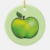 Groene Cartoon Apple Fruit Illustration Keramisch Ornament (Achterkant)