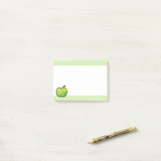 Groene Cartoon Apple Fruit Illustration Post-it® Notes (Op bureau)