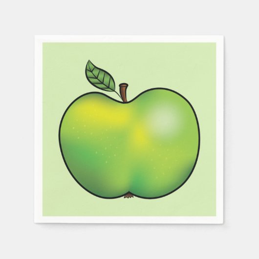 Groene Cartoon Apple Fruit Illustration Servet (Voorkant)