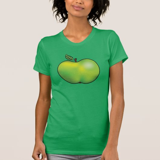 Groene Cartoon Apple Fruit Illustration T-shirt (Voorkant)