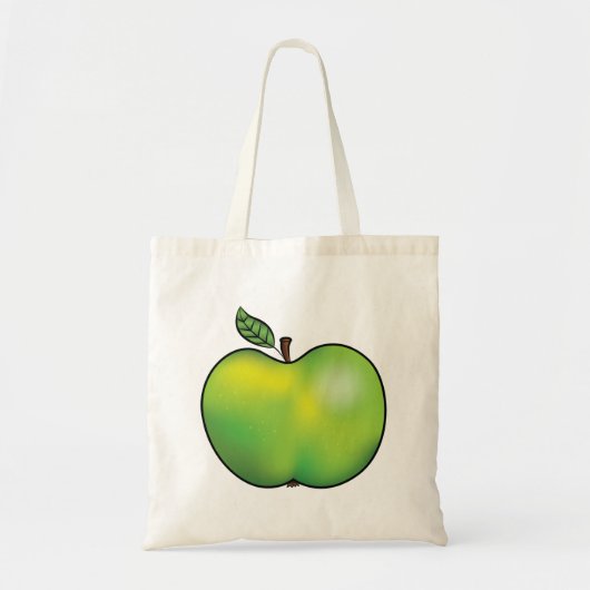 Groene Cartoon Apple Fruit Illustration Tote Bag (Voorkant)