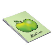 Groene Cartoon Apple Fruit met aangepaste tekst Notitieboek (Rechterzijde)