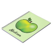 Groene Cartoon Apple Fruit met aangepaste tekst Notitieboek (Linkerzijde)