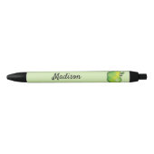 Groene Cartoon Apple Fruit met aangepaste tekst Zwarte Inkt Pen (Voorkant)