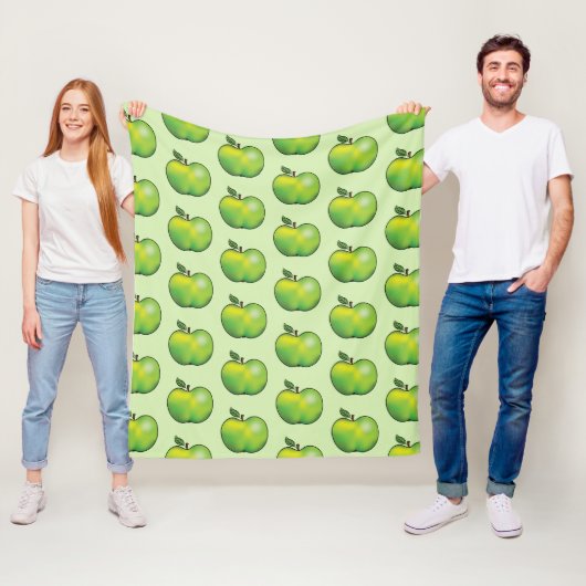Groene Cartoon Apple Fruit Pattern Fleece Deken (In situ)