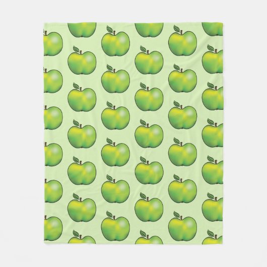 Groene Cartoon Apple Fruit Pattern Fleece Deken (Voorkant)