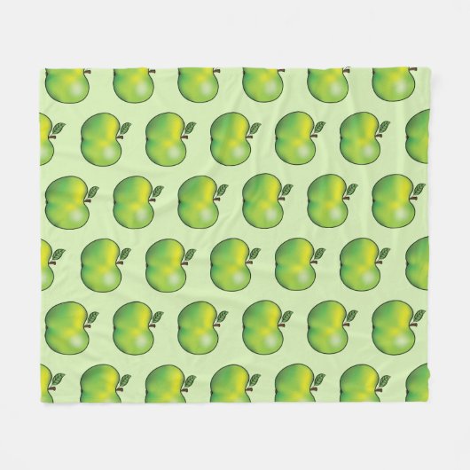 Groene Cartoon Apple Fruit Pattern Fleece Deken (Voorkant (Horizontaal))