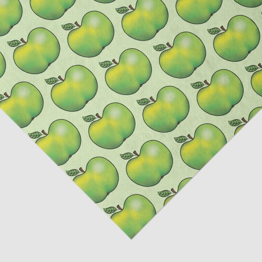Groene Cartoon Apple Fruit Pattern Tissuepapier (Detail)