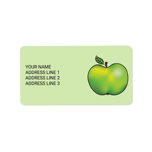 Groene Cartoon Apple-illustratie met aangepaste te Etiket (Voorkant)