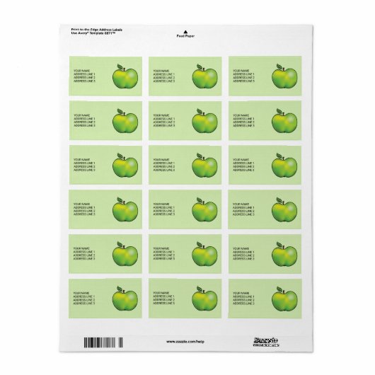 Groene Cartoon Apple-illustratie met aangepaste te Etiket (Full Sheet)