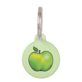 Groene Cartoon Apple Illustration & Pet's Info Huisdierpenning