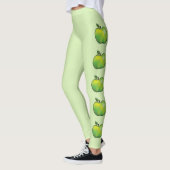 Groene Cartoon Apple maakt licht groen Leggings (Links)