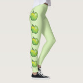 Groene Cartoon Apple maakt licht groen Leggings (Rechts)