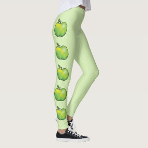 Groene Cartoon Apple maakt licht groen Leggings