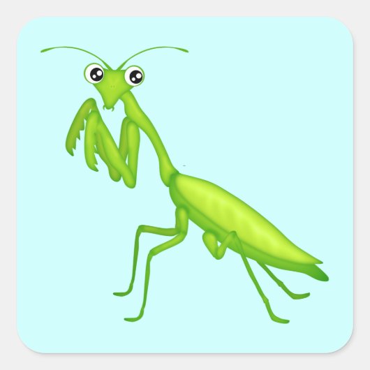 Groene Cartoon Bidden Mantis Sticker Sheets (Voorkant)