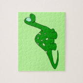 Groene Cartoon Dinosaurus Legpuzzel (Verticaal)