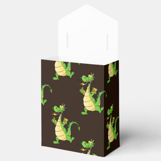 Groene Cartoon Drakenpatroon Bedankdoosjes (Geopend)