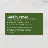 Groene Cartoon Gerle Bakkerij Cake Pastry Koken Visitekaartje (Achterkant)