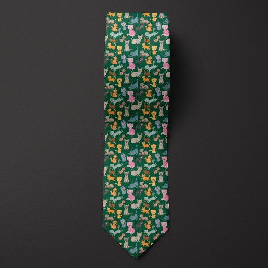 Groene Cartoon katten Montage Stropdas