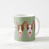 Groene Cartoon Podenco Dog Faces Koffiemok (Voorkant rechts)