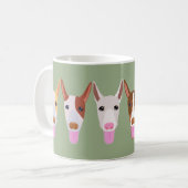 Groene Cartoon Podenco Dog Faces Koffiemok (Voorkant links)